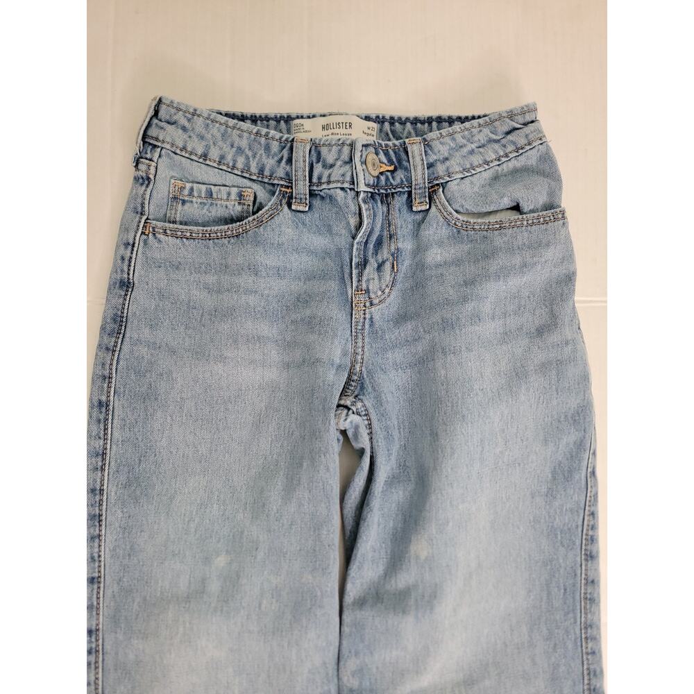 Hollister Jeans Sz 23 Low-Rise Loose Baggy Embroidered Bows Wide Leg - Picture 4 of 10